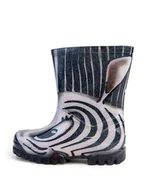 Kalosze damskie - Dziewczece kalosze Twister Print zebra czarne Demar - miniaturka - grafika 1
