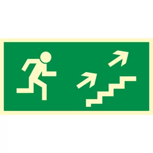 Oznaczenie "Kierunek do wyjścia drogi ewakuacyjnej schodami w gore w prawo" 15 x 30 - Numery na dom - miniaturka - grafika 1