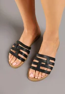 Klapki i japonki damskie - Czarne Klapki z Geometrycznymi Wycięciami Relvisa - miniaturka - grafika 1