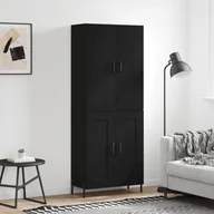 Witryny - vidaXL Witrynka, czarna, 69,5x34x180 cm, materiał drewnopochodny - miniaturka - grafika 1