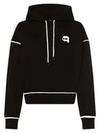 Bluzy damskie - KARL LAGERFELD - Damska bluza z kapturem, czarny - miniaturka - grafika 1