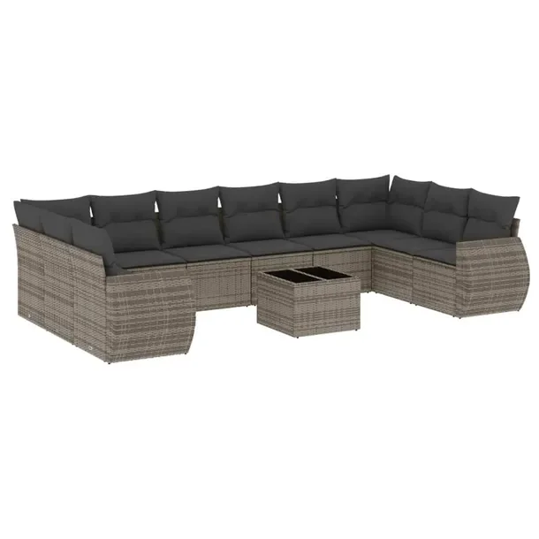 Zestaw mebli ogrodowych z rattanem PE, szary, wymiary: 62x62x69 cm, 55x62x6