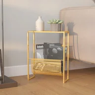 Inne meble do salonu - vidaXL Stojak na gazety, złoty, 35x15x45 cm, stal - miniaturka - grafika 1
