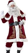 Stroje karnawałowe - Le Contente Boże Narodzenie Święty Mikołaj Zestaw kostiumów Adult Cosplay Stroje Xmas Party Fantazyjne ubrania biało czerwony 2XL - miniaturka - grafika 1