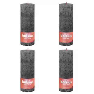 Bolsius Świece pieńkowe Shine, 4 szt., 190x68 mm, szarość burzy - Świece - miniaturka - grafika 1