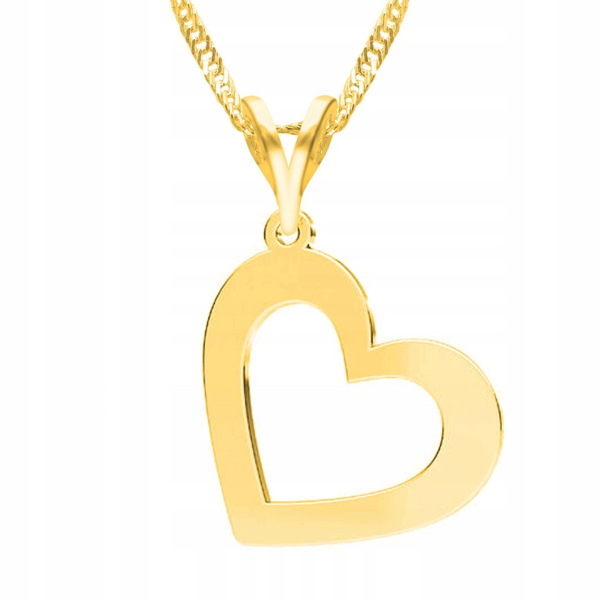 Złoty Naszyjnik z Pustym Sercem Puste Serce Heart Serduszko SREBRO 925