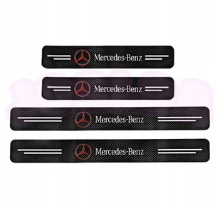 OCHRONNE nakładki NAKLEJKI folia NA PROGI logo MERCEDES BENZ carbon 4 szt. - Akcesoria motoryzacyjne - miniaturka - grafika 1