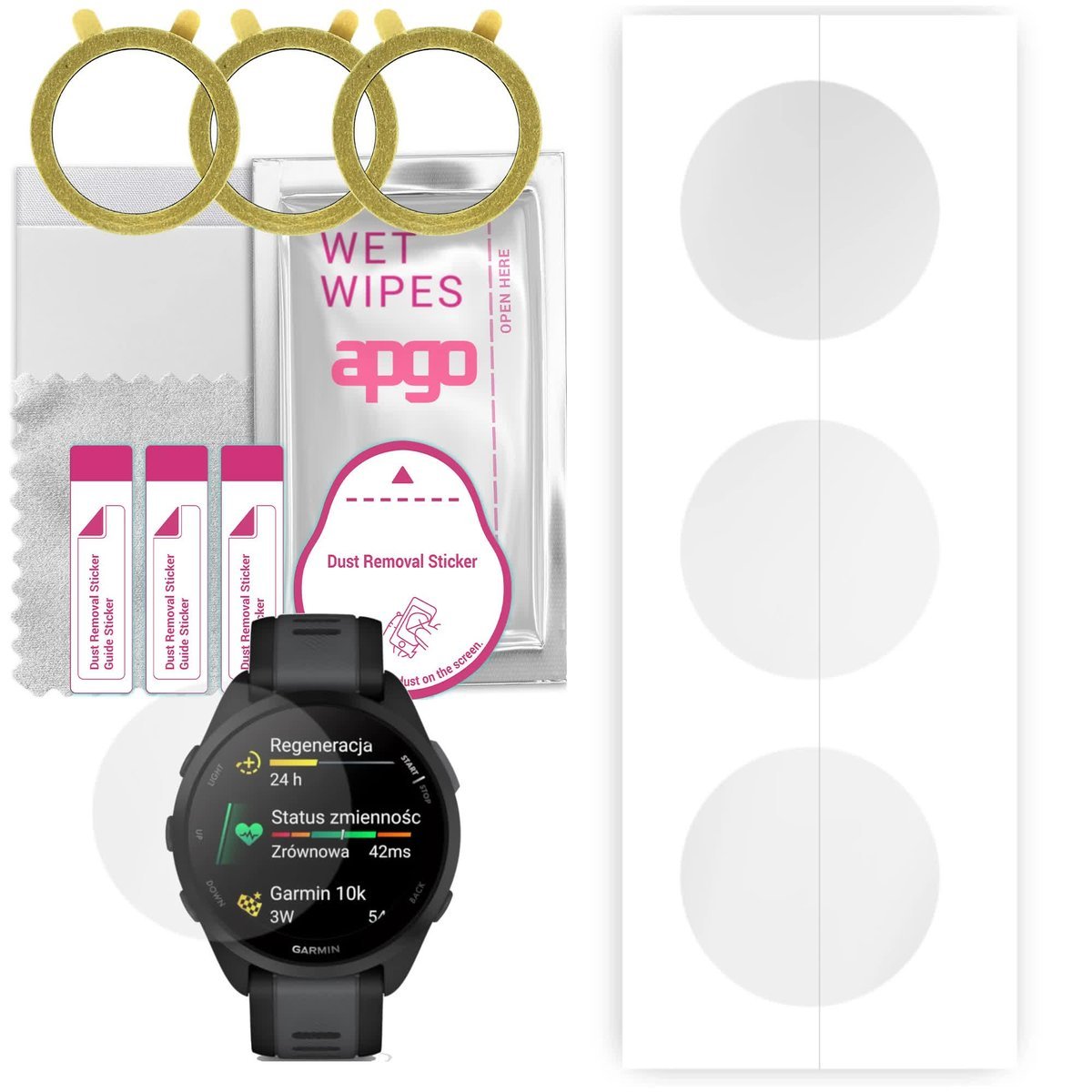 3x Folia ochronna hydrożelowa do Garmin Forerunner 165 - apgo Smartwatch Hydrogel Protection Ochrona na ekran smartwatcha
