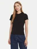 Koszulki i topy damskie - Calvin Klein T-Shirt LV044C216G Czarny Regular Fit - miniaturka - grafika 1