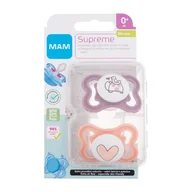 Smoczki uspokajające - MAM Supreme Silicone Pacifier 0m+ Violet & Orange smoczek 2 szt dla dzieci - miniaturka - grafika 1