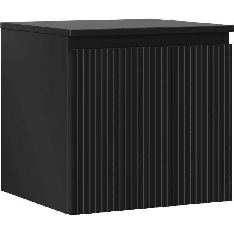 Mexen Rivel szafka łazienkowa podumywalkowa 50 cm z blatem, 1 szuflada, ryflowana , czarna mat - 91A20-05047-1-BFC71