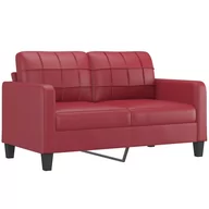 Sofy i kanapy - 2-os. sofa z poduszkami, winna czerwień, 140 cm, sztuczna skóra Lumarko! - miniaturka - grafika 1