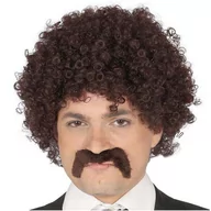Dodatki do strojów karnawałowych - Guirca Peruka party "Loczek z wąsami", czarna - miniaturka - grafika 1