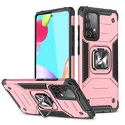 Etui i futerały do telefonów - Wozinsky Ring Armor pancerne hybrydowe etui pokrowiec + magnetyczny uchwyt Samsung Galaxy A52s 5G / A52 5G / A52 4G różowy - miniaturka - grafika 1