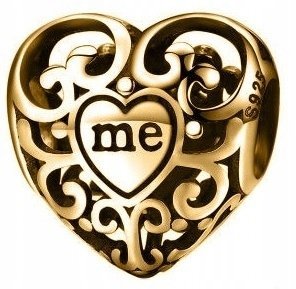 Charms złoty Serce Me Mój srebro 925