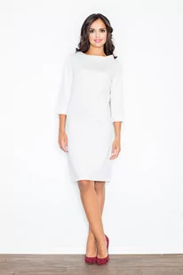 Luźna sukienka z rękawem 3/4 | Ecru L - Sukienki - miniaturka - grafika 1