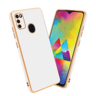 Pokrowiec Do Samsung Galaxy M21 / M30s Etui w Glossy Biały - Złoto TPU Silikonowe Obudowa Case Cover Cadorabo - Etui i futerały do telefonów - miniaturka - grafika 1