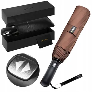 Parasol automatyczny elegancki włókno szklane brąz - Parasole - miniaturka - grafika 1