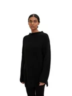 Swetry damskie - TOM TAILOR Damski Sweter z dzianiny ze stójką 1034069, 14482 - Deep Black, S - miniaturka - grafika 1