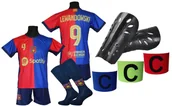 Piłka nożna - LEWANDOWSKI komplet sportowy strój piłkarski BARCELONA dla dzieci + dodatki - miniaturka - grafika 1