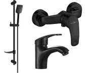 Zestawy baterii łazienkowych - Mexen Fabia DF62 zestaw prysznicowy, czarny - 746504DF62-70 - miniaturka - grafika 1