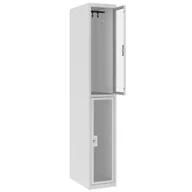 Szafki BHP - Szafka metalowa ze skrytkami z plexi MSUS 312 zamek kluczowy - miniaturka - grafika 1