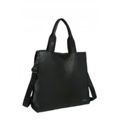 Torebki damskie - Pojemna Shopperka Torebka Damska Czarna Format A4 LUIGISANTO V6623 Black - miniaturka - grafika 1