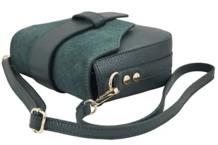 Torebka listonoszka z zamszową klapą - Zielona ciemna - Torebki damskie - miniaturka - grafika 5