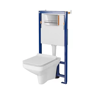 Cersanit Tech Line Opti Set B624 Zestaw Toaleta WC bez kołnierza + deska wolnoopadająca + stelaż podtynkowy WC + przycisk spłukujący WC S701-647 - Stelaże i zestawy podtynkowe do WC - miniaturka - grafika 1