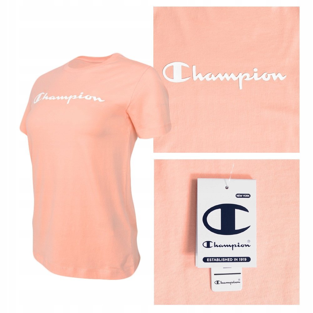 CHAMPION Koszulka Damska 114911 Brzoskwiniowa Rozmiar S