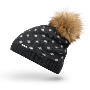 Modna szara czapka zimowa cz29 brodrene z ociepleniem - Czapki damskie - miniaturka - grafika 1