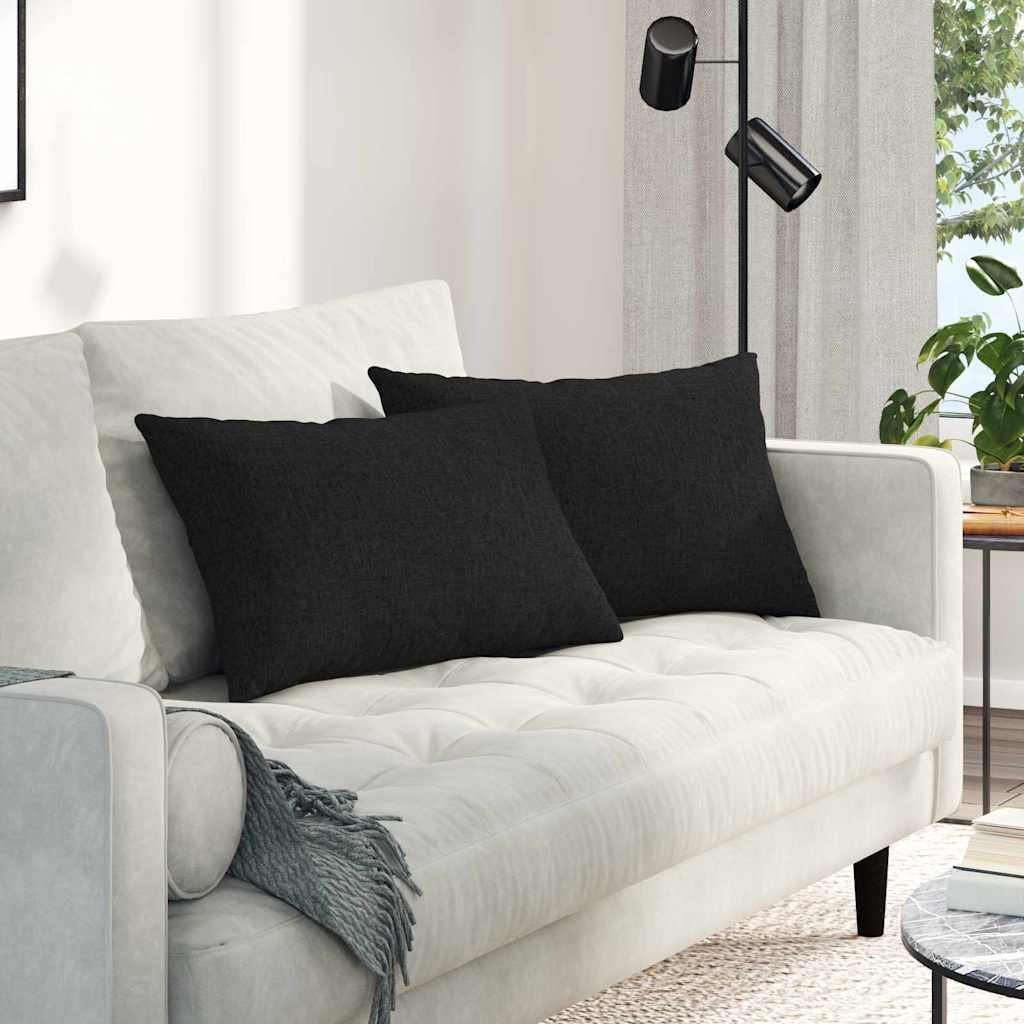 vidaXL vidaXL Poduszki na sofę 2 pcs Czarny 60 x 40 cm tkanina