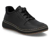 Półbuty damskie - Półbuty damskie Rieker 50959 sneakersy sportowe czarne skórzane wygodne-38 - miniaturka - grafika 1