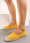 Espadryle damskie - Żółte Klasyczne Espadryle na Płaskiej Plecionej Podeszwie Kavissa - miniaturka - grafika 1
