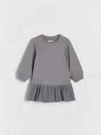 Sukienki i spódniczki dla dziewczynek - Reserved - Sukienka z falbaną - ciemnoszary - miniaturka - grafika 1