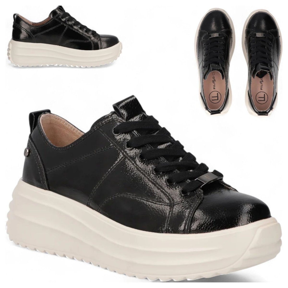 Sneakersy SKÓRZANE 36 FILIPPO Półbuty na Platformie Sznurowane Wygodne 41