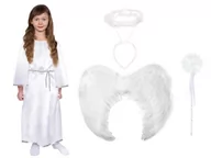 Stroje karnawałowe - ZESTAW SUKIENKA ANIOŁEK BIAŁY 116-128 - miniaturka - grafika 1