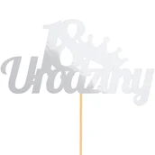 Dekoracje i nakrycia stołu na imprezę - Topper 18 Urodziny Z Koroną Srebro - miniaturka - grafika 1