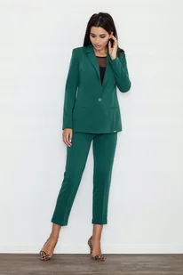 ELEGANCKIE spodnie damskie CYGARETKI W KANT PROSTE NOGAWKI zielone M - Spodnie damskie - miniaturka - grafika 1