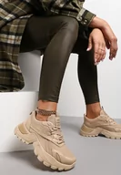 Sneakersy damskie - Ciemnobeżowe Sneakersy Dorameia - miniaturka - grafika 1
