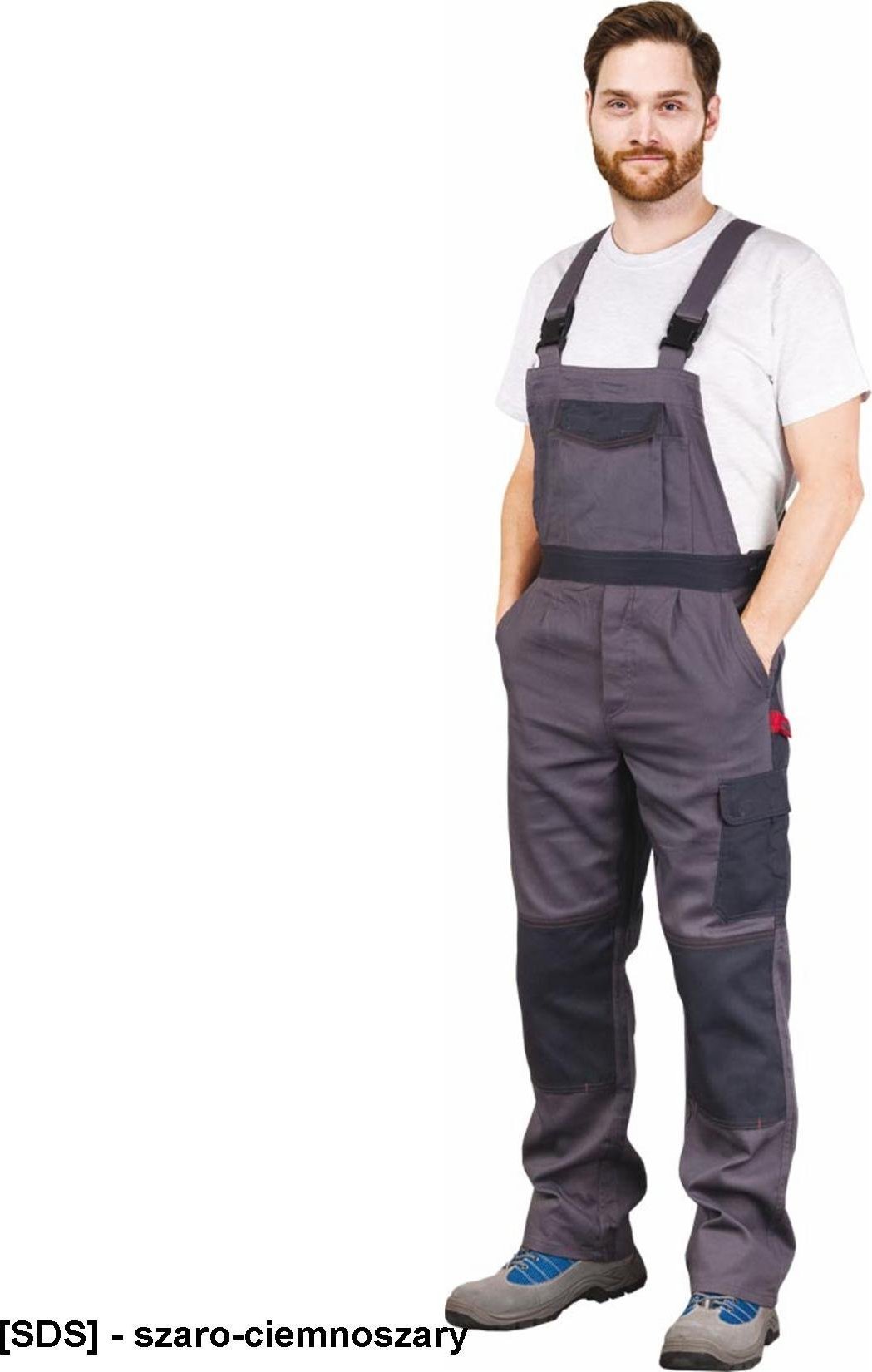 R.E.I.S. BOMULL-B - spodnie ochronne ogrodniczki 100% BAWEŁNY - szaro-ciemnoszary 62