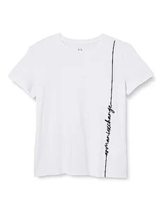 Armani Exchange Damska koszulka z logo Signature Crew Neck Cotton Jersey Tee T-Shirt, biały, S - Koszulki i topy damskie - miniaturka - grafika 1