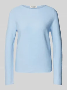 Sweter z dzianiny o kroju regular fit z czystej bawełny ze zwijanym brzegiem - Swetry damskie - miniaturka - grafika 1