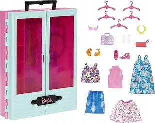 BARBIE SZAFA NA UBRANKA + ubranka dla lalki Barbie + akcesoria - Figurki dla dzieci - miniaturka - grafika 1