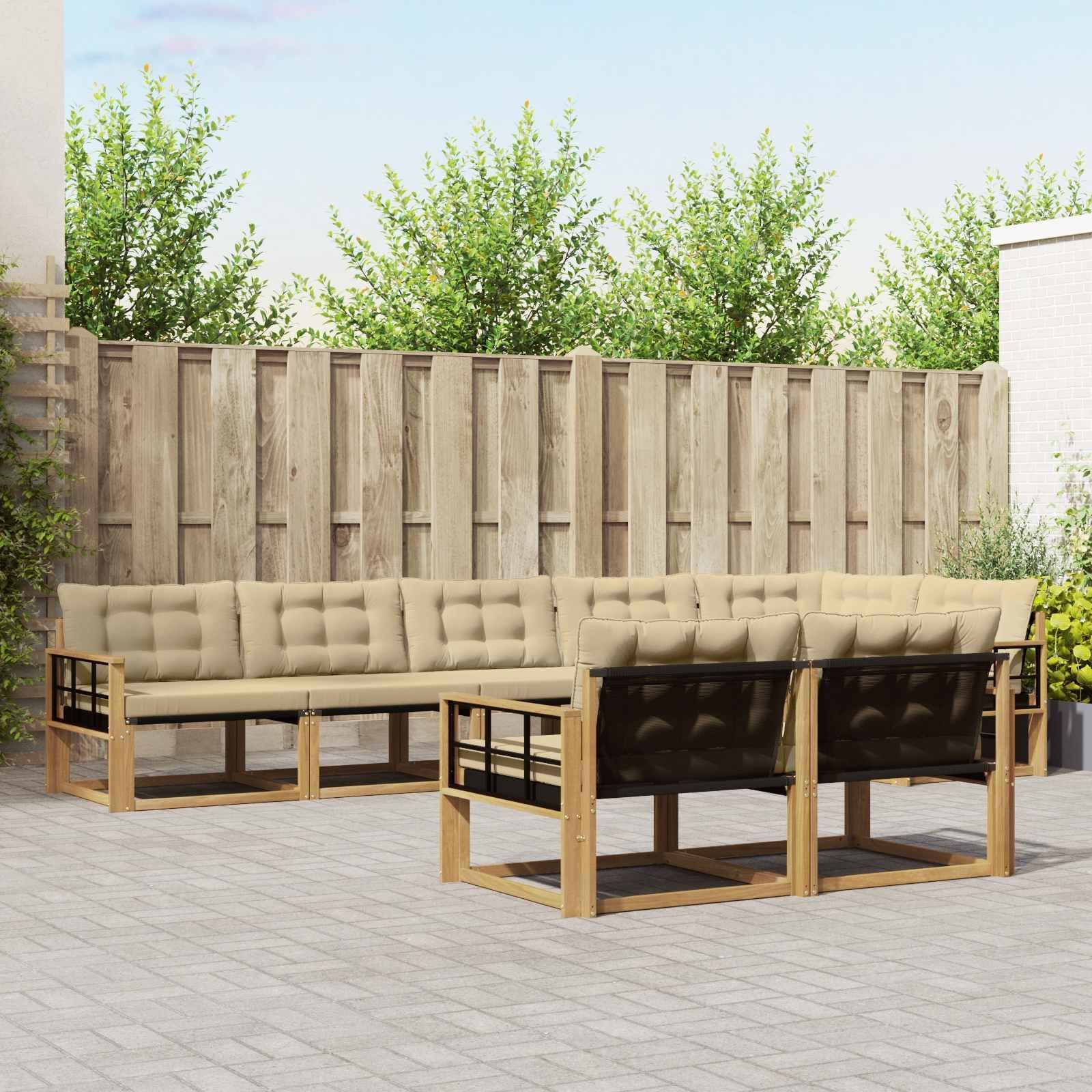 vidaXL Zestaw sof na zewnątrz z poduszką 8 pcs Biały i Beżowy