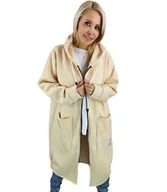 Bluzy damskie - Długa damska bluza z kapturem Ciepły miły materiał Na suwak BETH - miniaturka - grafika 1