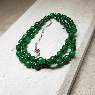 Korale jadeit zielony kors14 - Naszyjniki - miniaturka - grafika 1