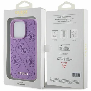 Etui Guess Leather 4G Stamped na iPhone 15 Pro - fioletowe - Etui i futerały do telefonów - miniaturka - grafika 4