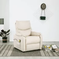 Fotele - vidaXL Lumarko Rozkładany fotel masujący, elektryczny, kremowy, obity tkaniną 3073635 - miniaturka - grafika 1