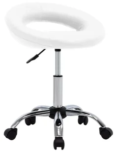 Elior Biały tapicerowany hoker kosmetyczny na kółkach L1-D77 - Krzesła i taborety kosmetyczne - miniaturka - grafika 1